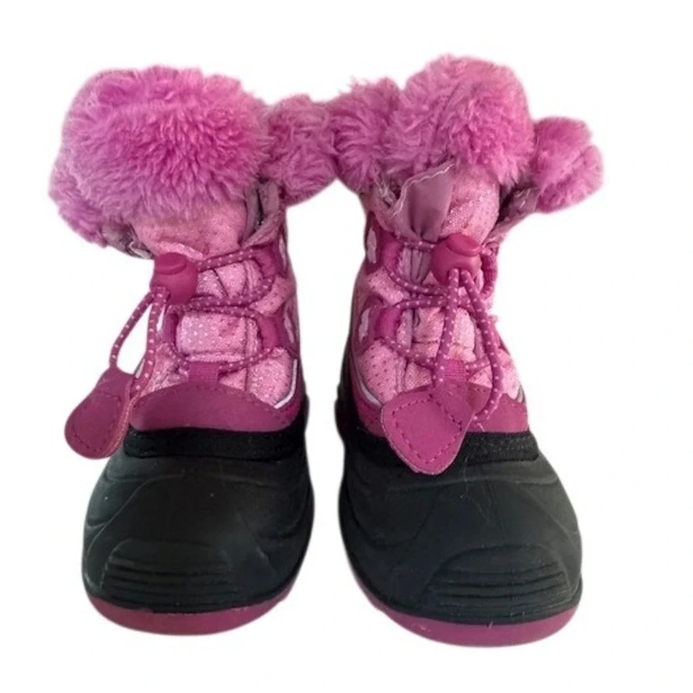 Kamik Pink Glitter Flower Waterproof Winter Snow Boots Wool Lining Toddler -‎ 7